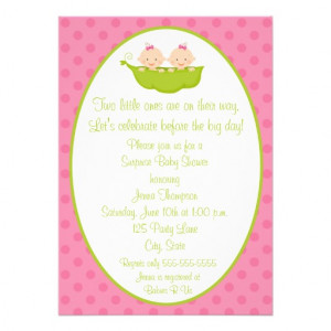 Two Peas Twin Girls Baby Shower Invitation from Zazzle.com