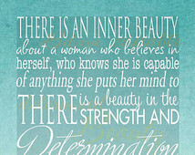 Determined Woman Word Art Print - Motivational in Aqua or Scarlet for ...