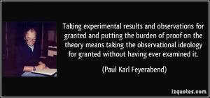 results and observations for granted and putting the burden of proof ...