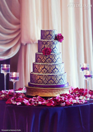 red and purple wedding cakes