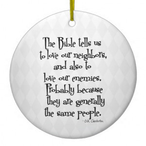 Funny Christian Religious Quote GK Chesterton Christmas Ornaments