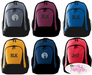 Monogrammed Backpack - 10 colors - Largest size - 12 x 18 x 6 inches ...