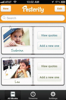 ... his kids. As such, Quint created Posterity ,a family quote book app