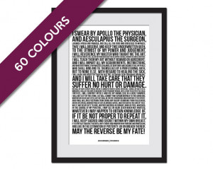 The Hippocratic Oath - Art Print - Hippocrates Medical Quote Poster ...