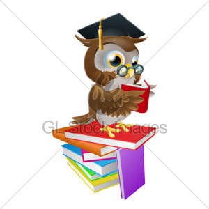 An Illustration Of A Wise Owl On A Stack Of Boo...