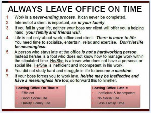 ALWAYS LEAVE OFFICE ON TIME