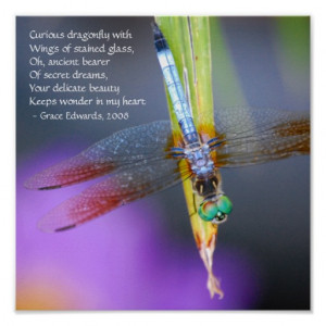 Curious Dragonfly Poem - poster / print