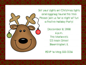 Reindeer Christmas Party Invitations