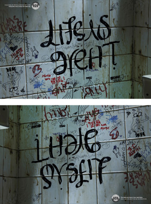 ... Suicide-Prevention Ads Real message is upside down By David Gianatasio