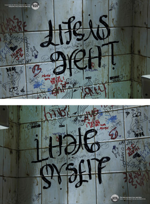 ... Suicide-Prevention Ads Real message is upside down By David Gianatasio