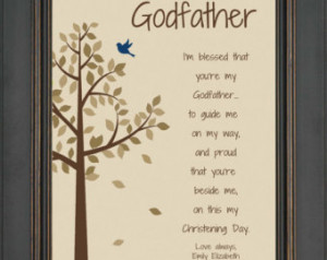 GODFATHER custom gift for Baptism Day - 8x10 Print - Personalized gift ...
