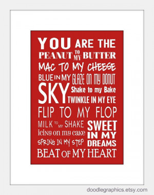 You Are The Peanut To My Butter Subway Art Typography Valentines Day ...