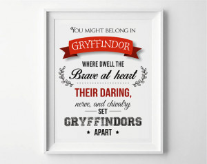 House, Gryffindor Poster, Harry Potter Wall Art, Sorting Hat Quote ...