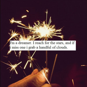 clouds, dreamer, fireworks, quote, reach for the sky, sparks, stars