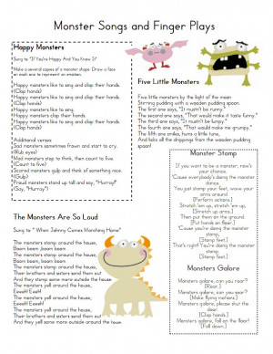 Monster Songs FREE printables.: Preschool Monsters, Monsters Songspdf ...