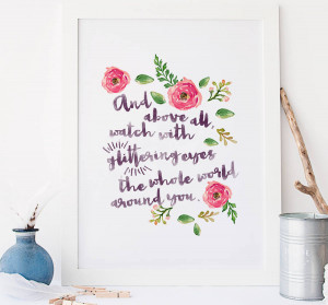 ... RORY & THE BEAN > ROALD DAHL QUOTE FLORAL TYPOGRAPHIC WALL ART PRINT