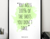 Wayne Gretzky quote , Alternative Watercolor Poster, Wall art quote ...
