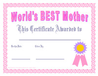 Best Mother Award - Mother's Day free printable certificate
