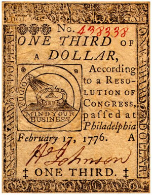 Continental Currency: One Third of a Dollar