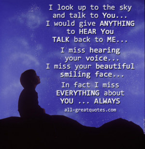In Loving Memory Cards – I look up to the sky and talk to You