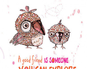 Whimsical OWL Friends Illustration With Friendship Quote ...