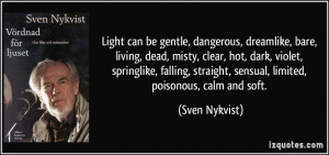 Light can be gentle, dangerous, dreamlike, bare, living, dead, misty ...