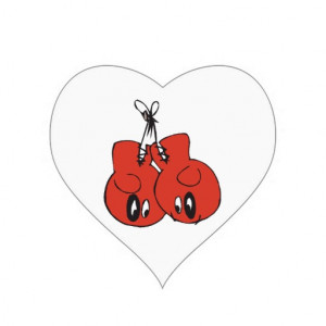 funny boxing gloves with black eyes cartoon heart sticker