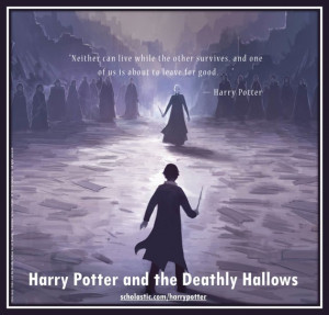 Harry Potter and the Deathly Hallows back cover: Harry VS Voldemort