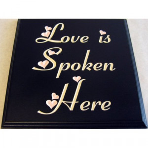 Decorative Wood Sign Plaque Wall Decor with Quote Love is Spoken Here