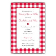 Blanket Pattern Picnic Party Red Rehearsal Dinner Invitations
