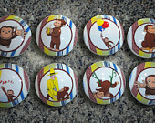 Set of 8 Handcrafted George the Monkey Dresser Drawer Knobs