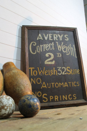 Antique Original wooden trade sign Avery scales c. 1900