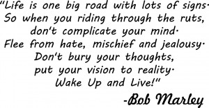Life is One Big Road Bob Marley Vinyl Wall Decal
