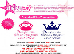 ... WALL STICKER ART QUOTE NAME Princess Prince Crown Boys Bedroom