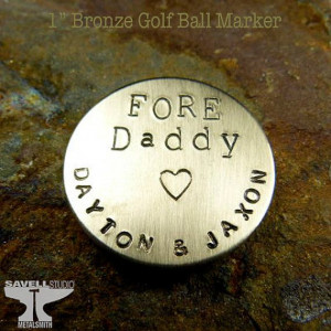 Golf Ball Marker - Personalized - Bronze - Hand Stamped Metal - Golf ...