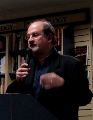 Salman Rushdie presenting his book Shalimar the Clown