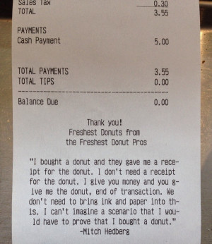 Doughnut Shop Employee Inserts Funny Quote Into Official Receipts