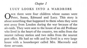 printed-ink:The Lion, the Witch and the Wardrobe, by C.S. Lewis