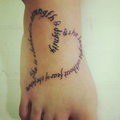 Heart Shaped Strength Tattoo Quotes on Foot - Heart Quote Tattoos More