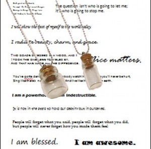 Inspiration Bottle Pendant With Quotes Mantras Affirmations Graduation ...