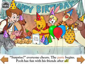 ... everyone works together to give Pooh a happy surprise birthday party