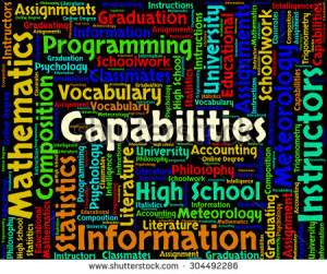 Capabilities Word Showing Adeptness Skill And Skills - stock photo