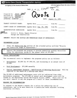 Photo right Pedestrians on walkable path of San Tomas quot Expressway