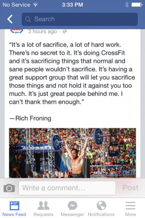 Rich Froning quote 2014 Crossfit 4x champion