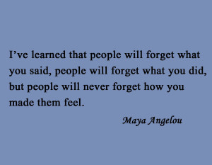 Art Famous Quote, Poet Maya Angelou, People Will Forget What You Said