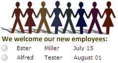 Welcome New Employees Web Part