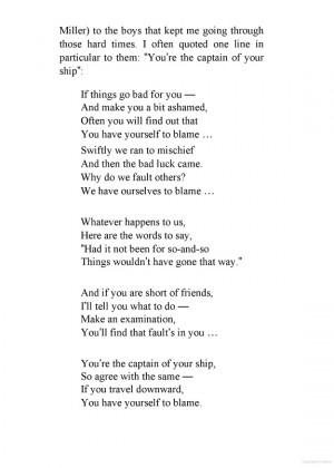 Mayme White Miller Yourself to Blame Poem