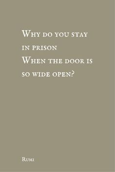 prison When the door is so wide open?” ― Rumi, The Essential Rumi ...