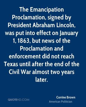 Corrine Brown - The Emancipation Proclamation, signed by President ...