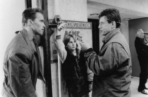 Still of Arnold Schwarzenegger, John McTiernan and Austin O'Brien in ...